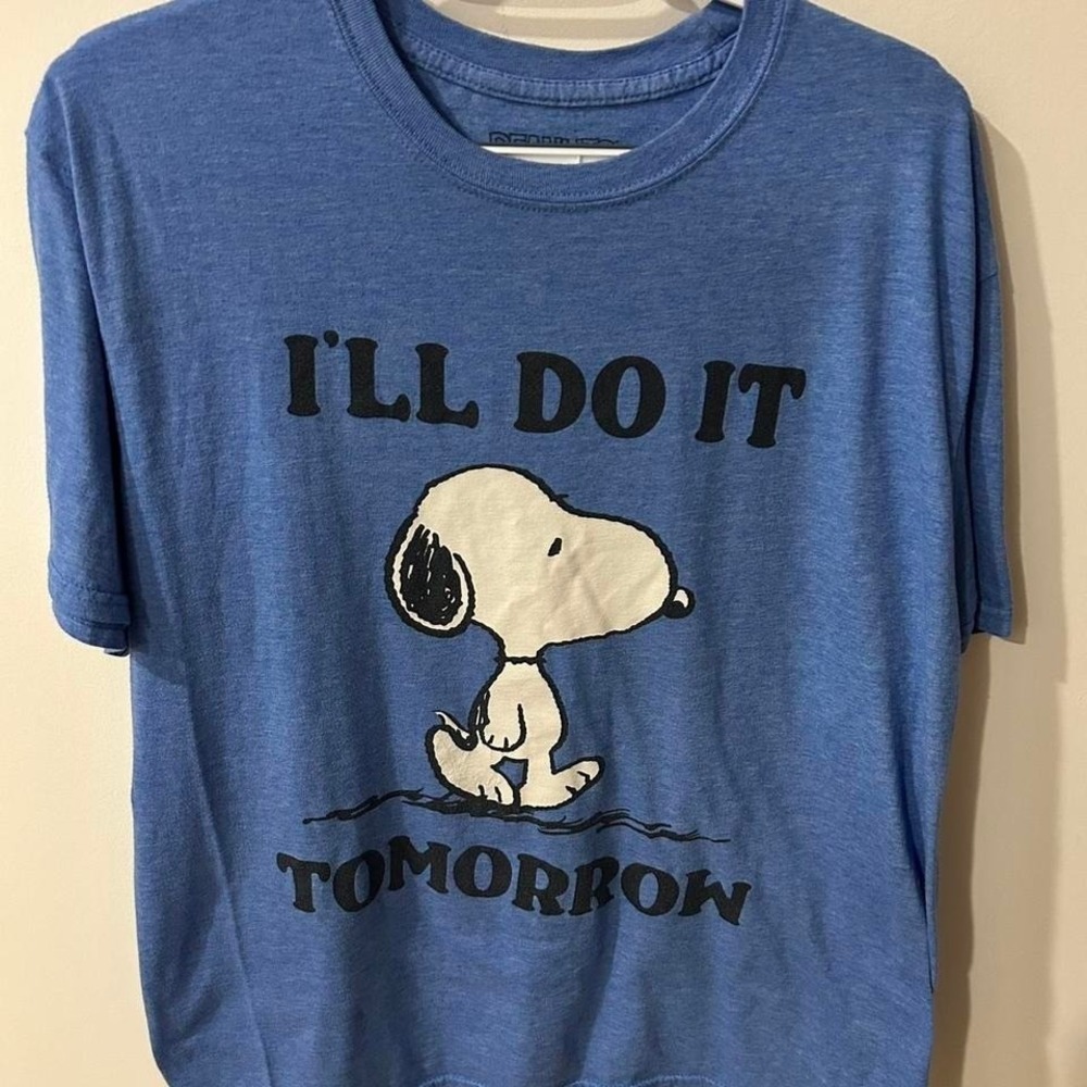 Blue Snoopy 'I'll do it tomorrow' graphic tee, Size XL - Picture 1 of 4